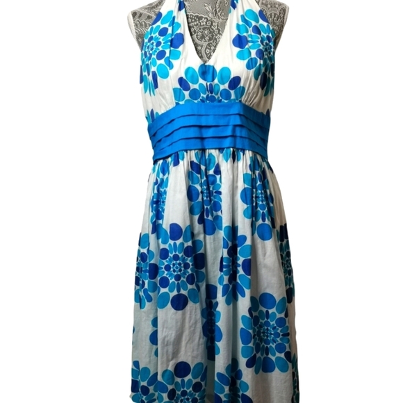 Source Unknown Dresses & Skirts - Blue and white halter neck dress